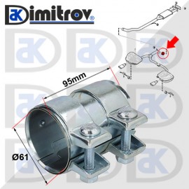 Двойна скоба ауспух Ø 61 x 95 mm Ford Volvo
